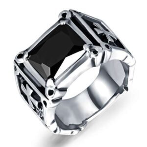 Anillo plata con piedra negra cuadrada "RICCIARDI"