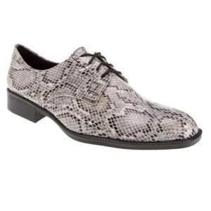 Zapato mocasín cuero ecológico reptil gris "FERRARO"